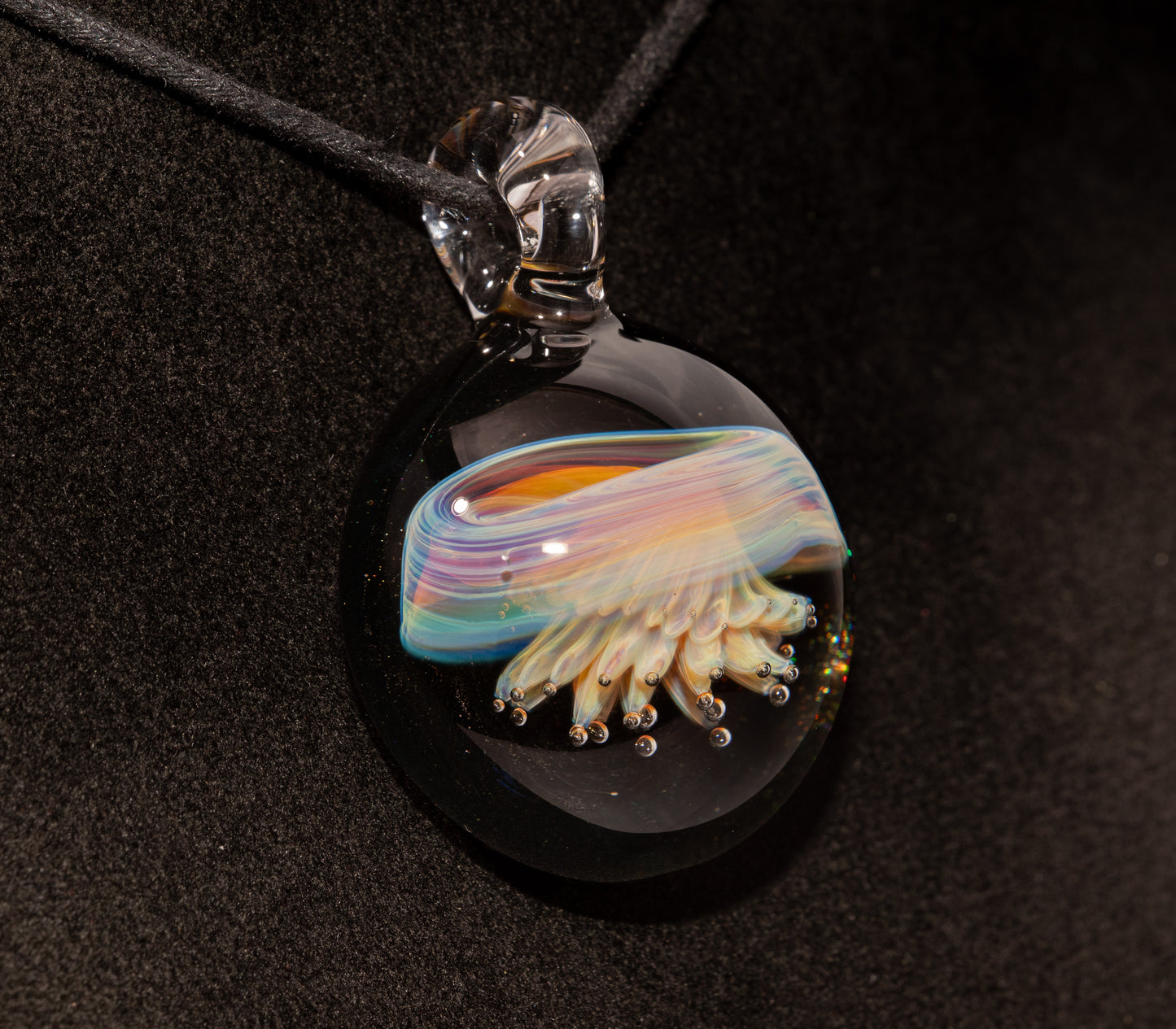 Silvered Jellyfish Glass Pendant | Handblown Artisan Necklace | Diving Jewelry | Ocean Currents