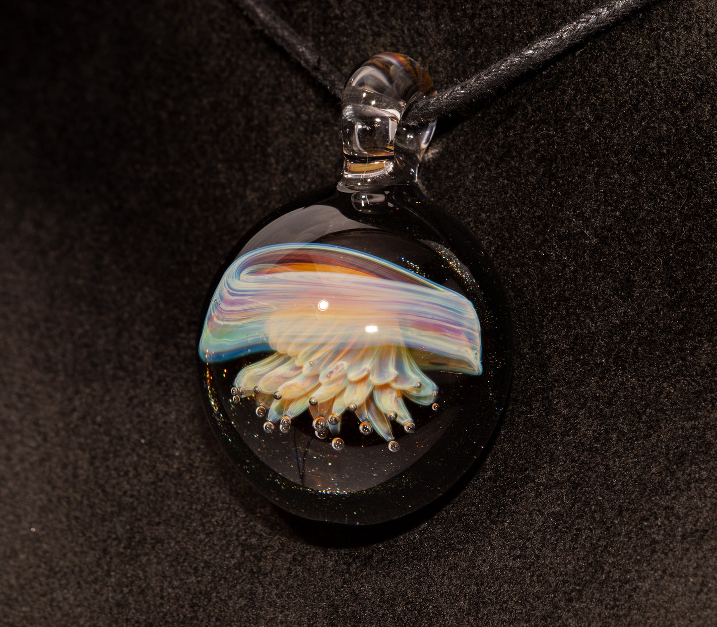 Silvered Jellyfish Glass Pendant | Handblown Artisan Necklace | Diving Jewelry | Ocean Currents