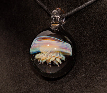 Silvered Jellyfish Glass Pendant | Handblown Artisan Necklace | Diving Jewelry | Ocean Currents