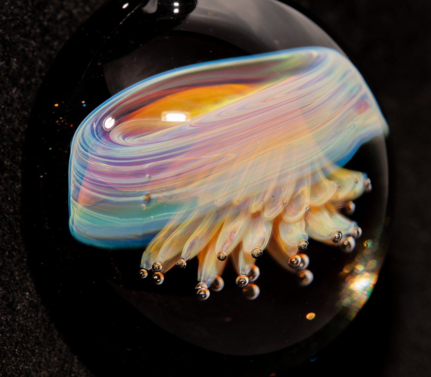 Silvered Jellyfish Glass Pendant | Handblown Artisan Necklace | Diving Jewelry | Ocean Currents