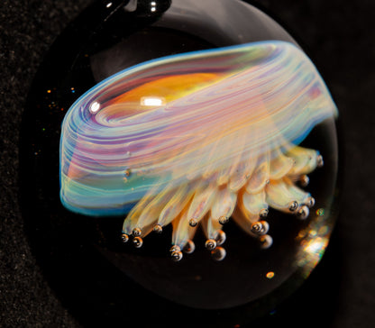Silvered Jellyfish Glass Pendant | Handblown Artisan Necklace | Diving Jewelry | Ocean Currents