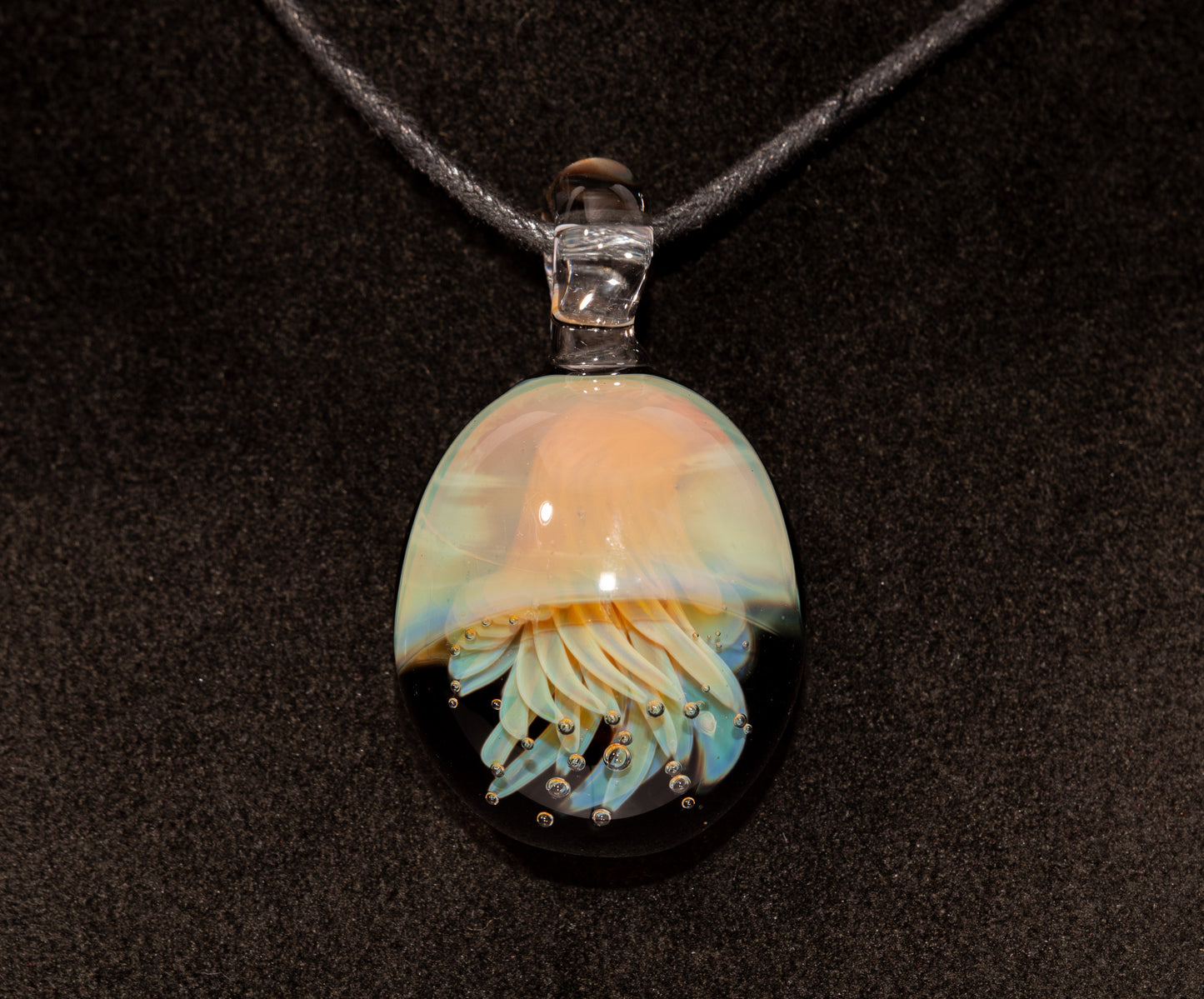 Underwater Jellyfish Pendant | Glass Necklace | Handblown Ocean Art Jewelry | Deep Sea