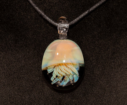 Underwater Jellyfish Pendant | Glass Necklace | Handblown Ocean Art Jewelry | Deep Sea
