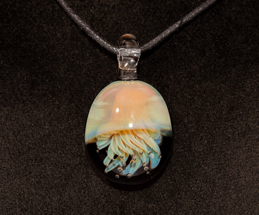 Underwater Jellyfish Pendant | Glass Necklace | Handblown Ocean Art Jewelry | Deep Sea