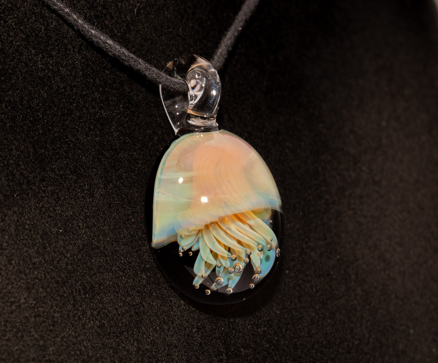 Underwater Jellyfish Pendant | Glass Necklace | Handblown Ocean Art Jewelry | Deep Sea