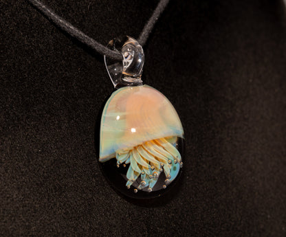 Underwater Jellyfish Pendant | Glass Necklace | Handblown Ocean Art Jewelry | Deep Sea