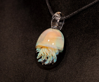 Underwater Jellyfish Pendant | Glass Necklace | Handblown Ocean Art Jewelry | Deep Sea