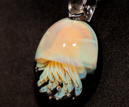 Underwater Jellyfish Pendant | Glass Necklace | Handblown Ocean Art Jewelry | Deep Sea