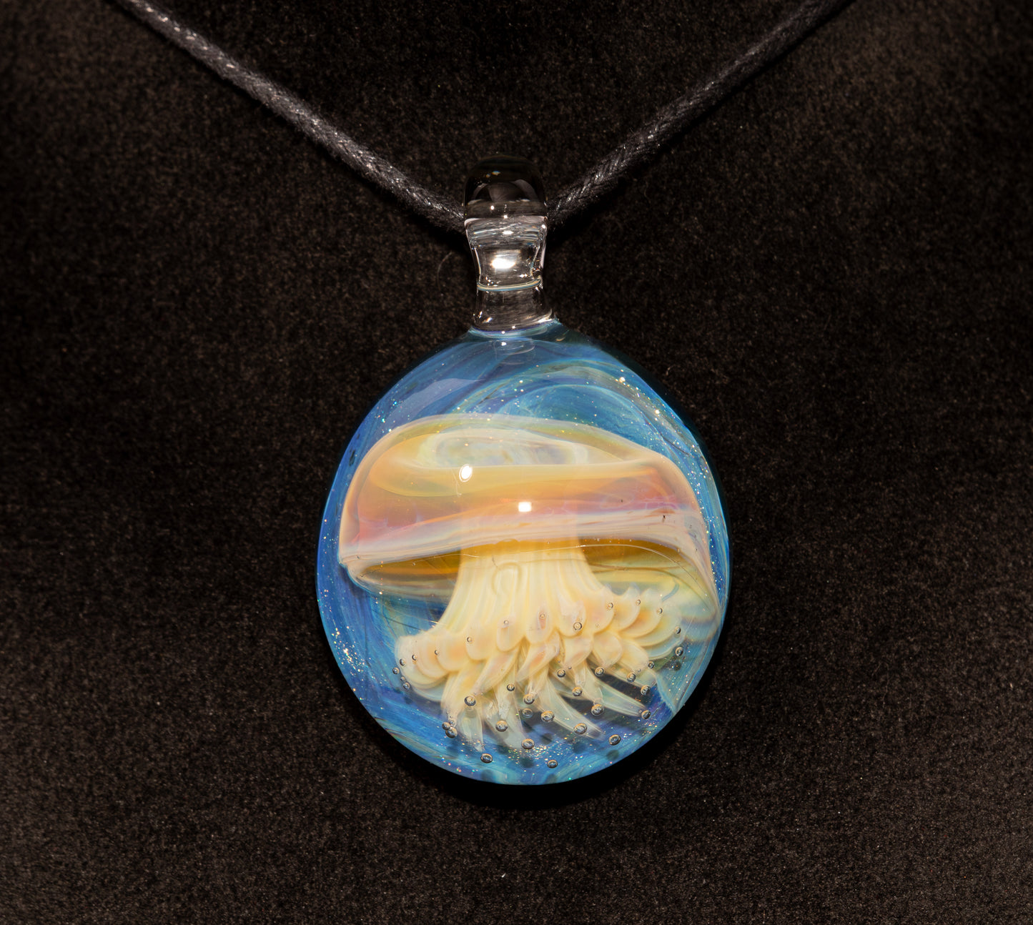 Underwater Jellyfish Pendant | Glass Necklace | Handblown Ocean Art Jewelry | Deep Sea
