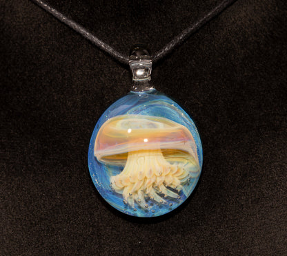 Underwater Jellyfish Pendant | Glass Necklace | Handblown Ocean Art Jewelry | Deep Sea