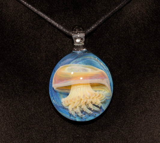 Underwater Jellyfish Pendant | Glass Necklace | Handblown Ocean Art Jewelry | Deep Sea