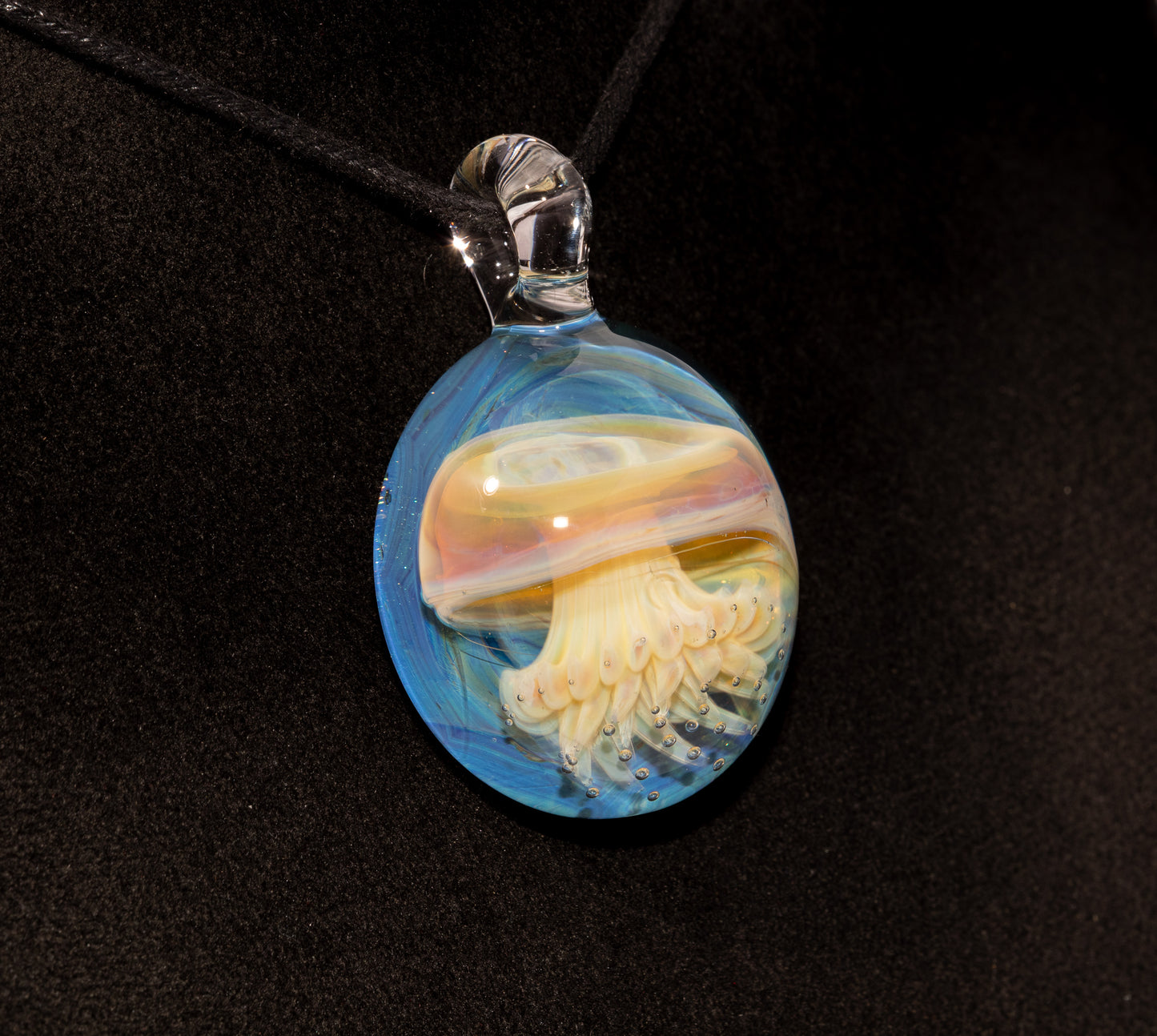 Underwater Jellyfish Pendant | Glass Necklace | Handblown Ocean Art Jewelry | Deep Sea