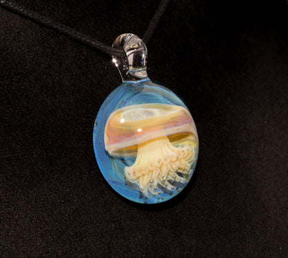 Underwater Jellyfish Pendant | Glass Necklace | Handblown Ocean Art Jewelry | Deep Sea