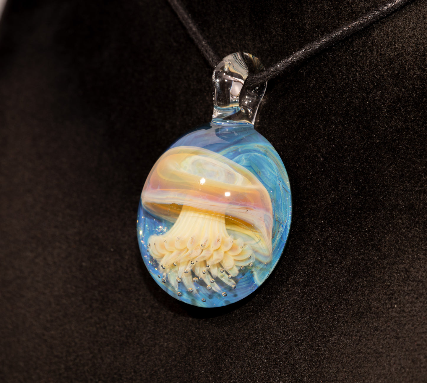 Underwater Jellyfish Pendant | Glass Necklace | Handblown Ocean Art Jewelry | Deep Sea