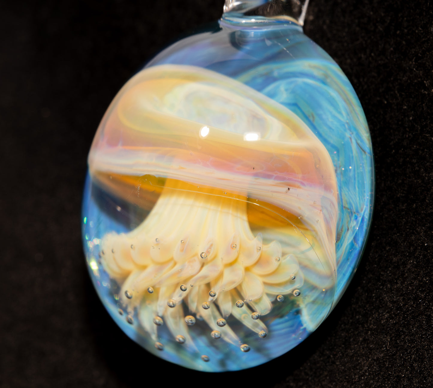 Underwater Jellyfish Pendant | Glass Necklace | Handblown Ocean Art Jewelry | Deep Sea