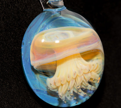 Underwater Jellyfish Pendant | Glass Necklace | Handblown Ocean Art Jewelry | Deep Sea
