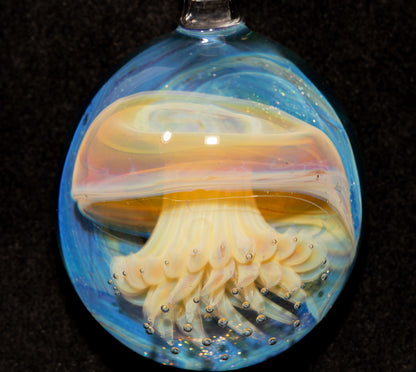 Underwater Jellyfish Pendant | Glass Necklace | Handblown Ocean Art Jewelry | Deep Sea