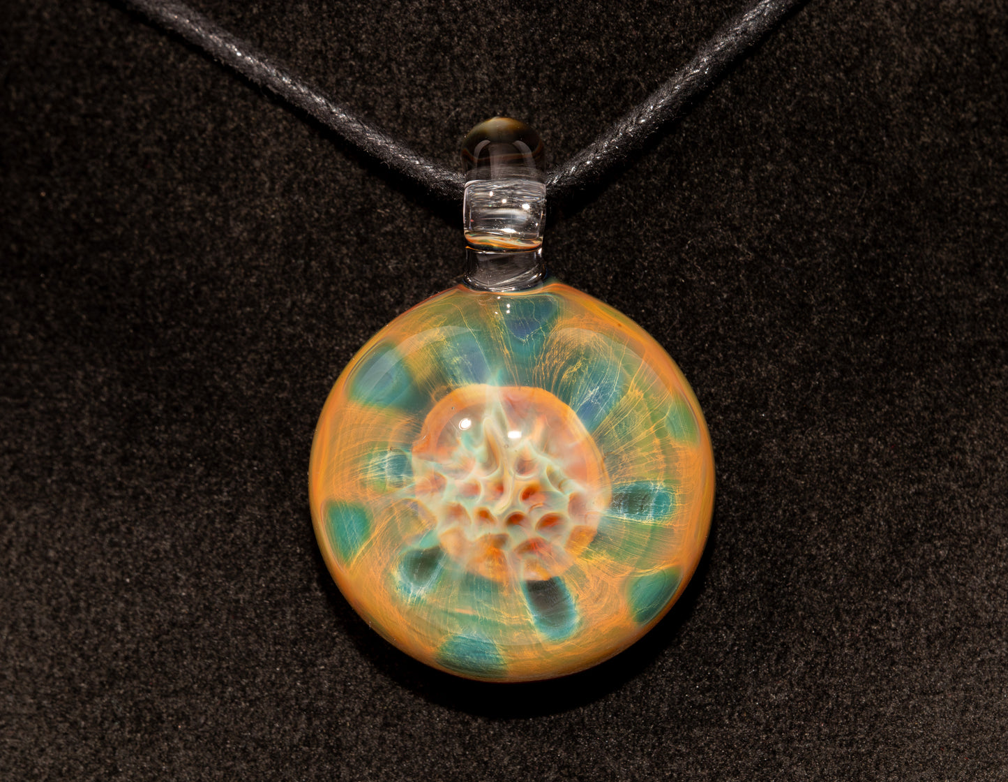 Encased Honeycomb Pendant | Vaporized Silver Glass Art | One-of-a-Kind Handblown Necklace