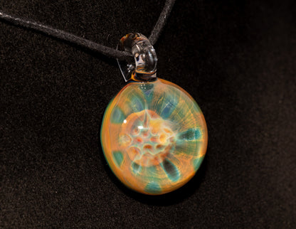 Encased Honeycomb Pendant | Vaporized Silver Glass Art | One-of-a-Kind Handblown Necklace