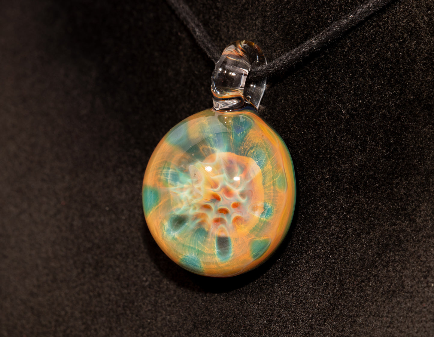 Encased Honeycomb Pendant | Vaporized Silver Glass Art | One-of-a-Kind Handblown Necklace