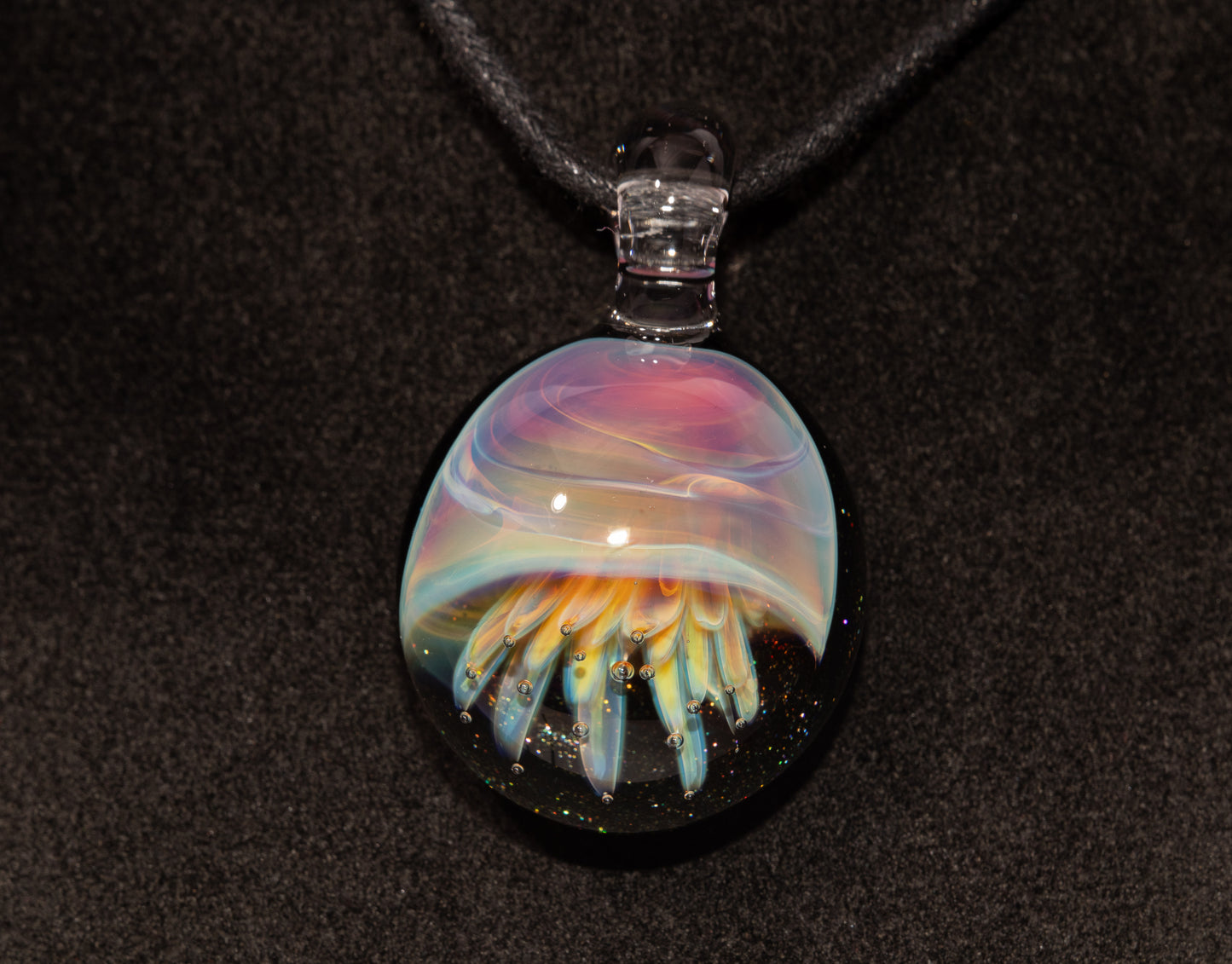 Artisan Jellyfish Pendant | Ocean-Inspired Glass Necklace | Handblown Glass Jewelry | Tropical Waters