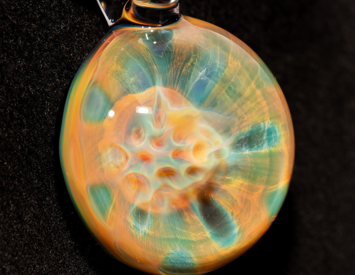 Encased Honeycomb Pendant | Vaporized Silver Glass Art | One-of-a-Kind Handblown Necklace