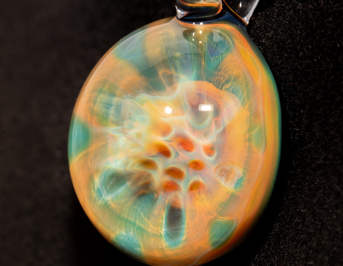 Encased Honeycomb Pendant | Vaporized Silver Glass Art | One-of-a-Kind Handblown Necklace