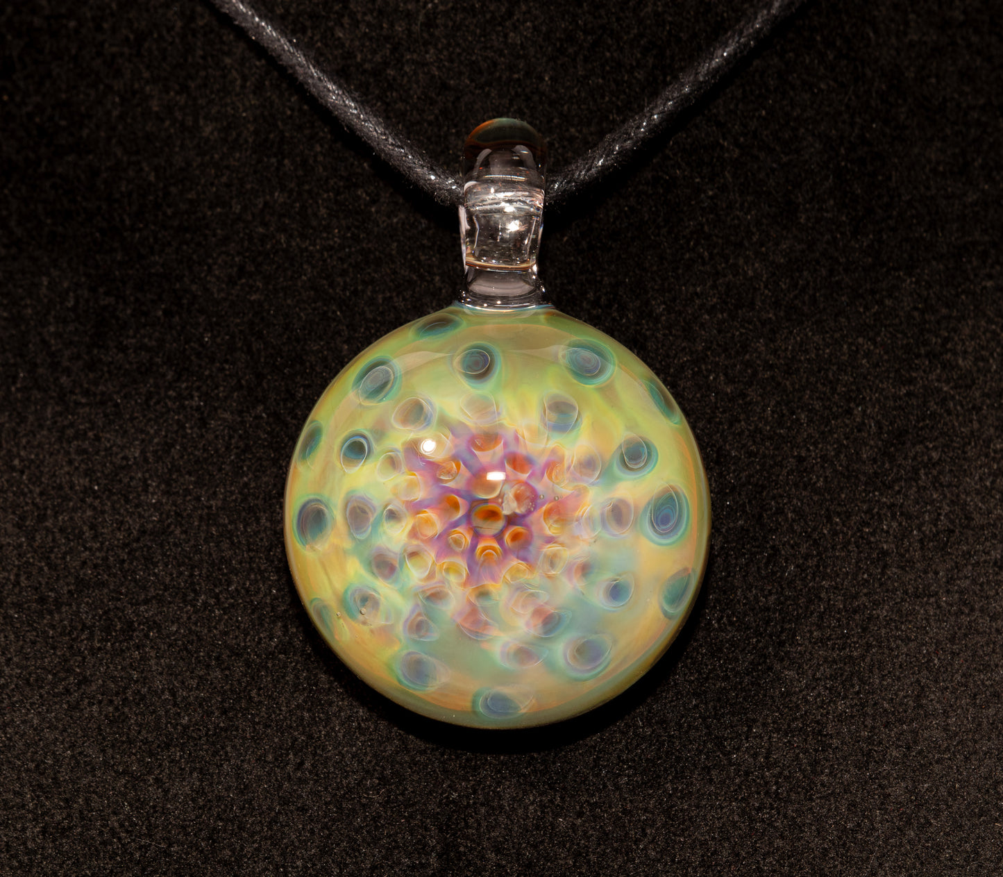 Silver Fumed Rainbow Pendant | Honeycomb Pattern Lens | Artisan Glass Necklace | Unique Gift Idea