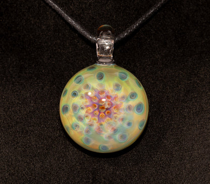 Silver Fumed Rainbow Pendant | Honeycomb Pattern Lens | Artisan Glass Necklace | Unique Gift Idea