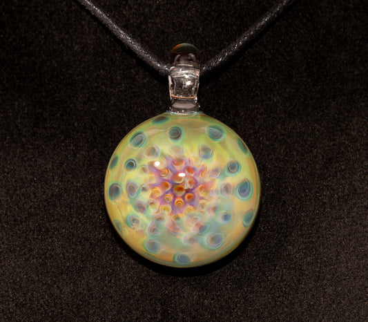 Silver Fumed Rainbow Pendant | Honeycomb Pattern Lens | Artisan Glass Necklace | Unique Gift Idea
