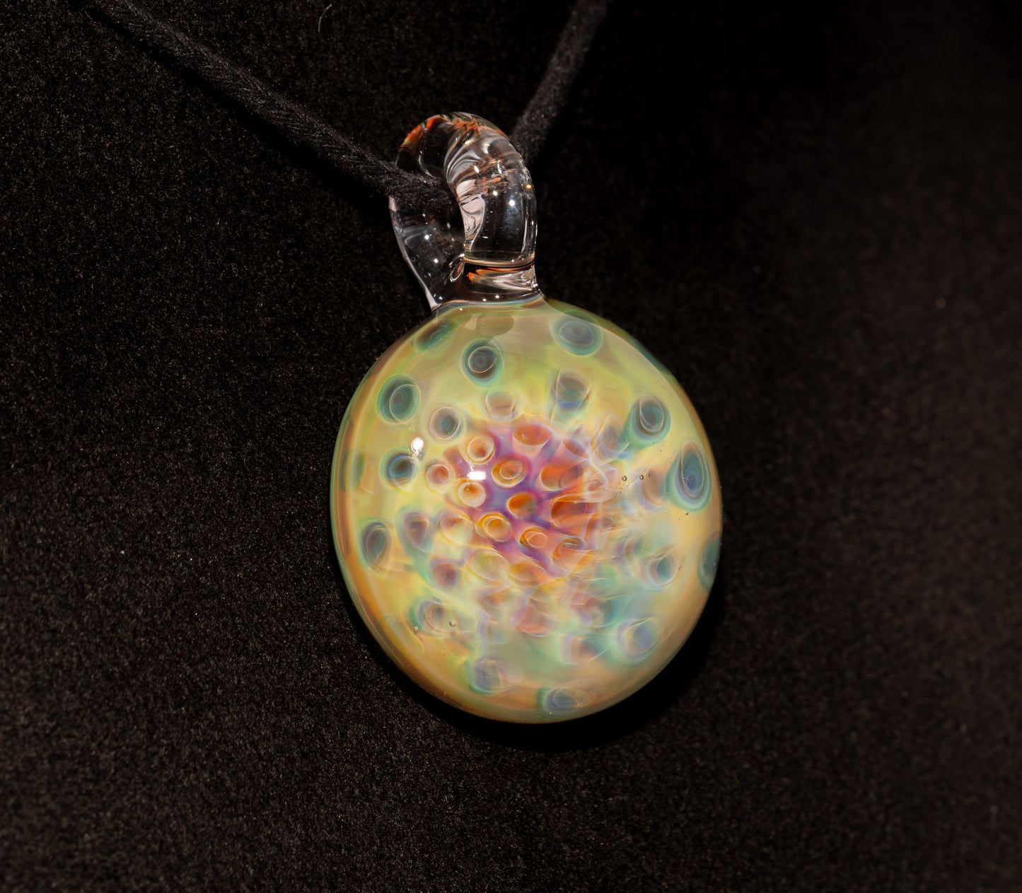 Silver Fumed Rainbow Pendant | Honeycomb Pattern Lens | Artisan Glass Necklace | Unique Gift Idea