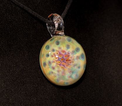 Silver Fumed Rainbow Pendant | Honeycomb Pattern Lens | Artisan Glass Necklace | Unique Gift Idea