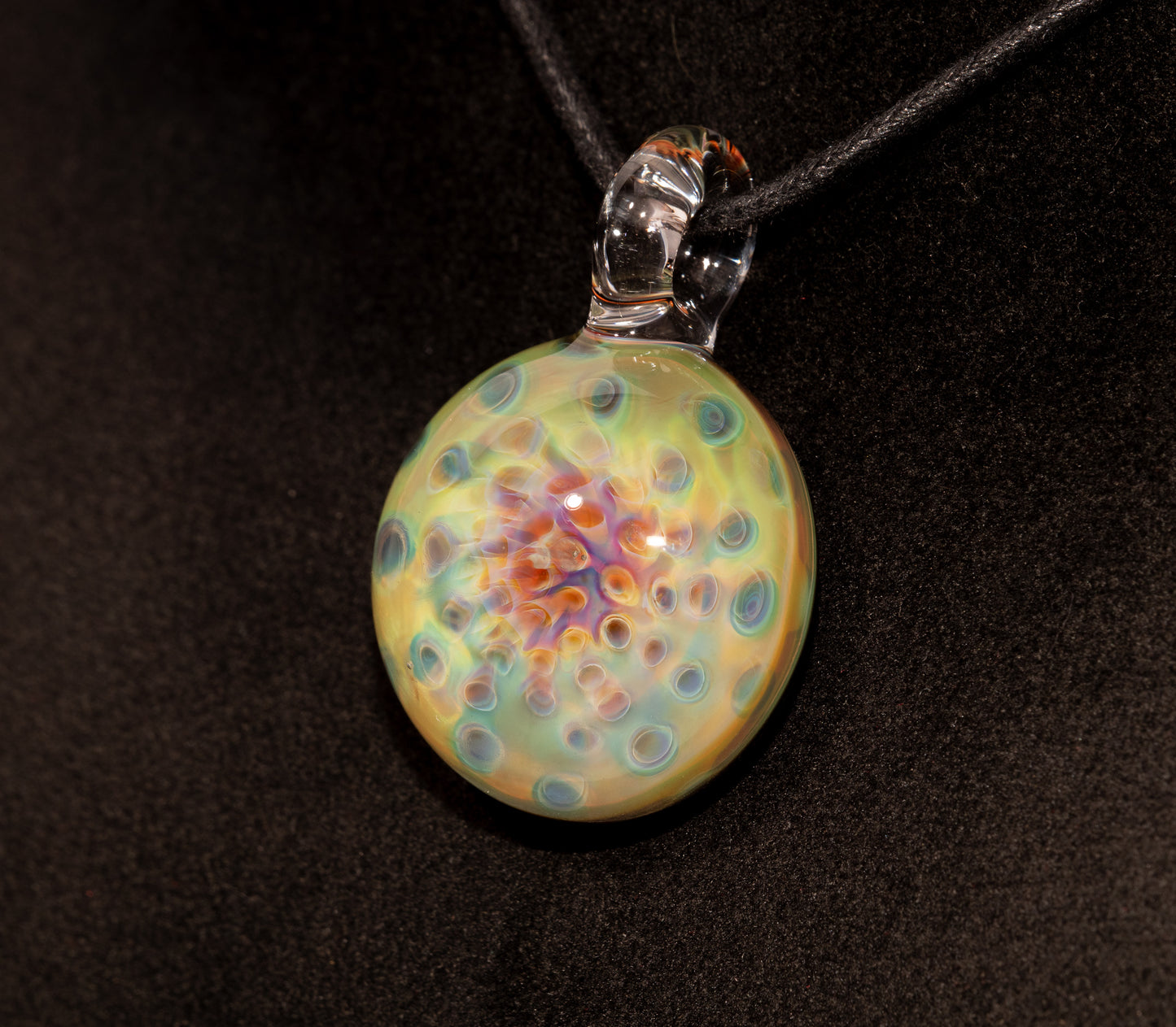 Silver Fumed Rainbow Pendant | Honeycomb Pattern Lens | Artisan Glass Necklace | Unique Gift Idea