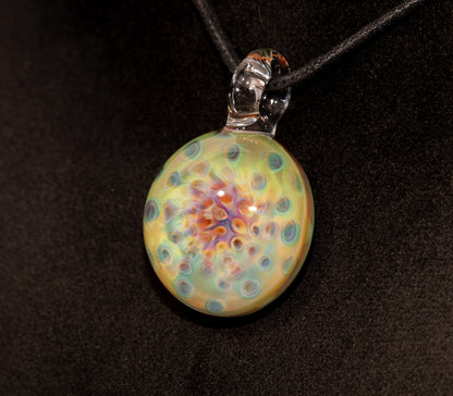 Silver Fumed Rainbow Pendant | Honeycomb Pattern Lens | Artisan Glass Necklace | Unique Gift Idea