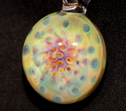Silver Fumed Rainbow Pendant | Honeycomb Pattern Lens | Artisan Glass Necklace | Unique Gift Idea