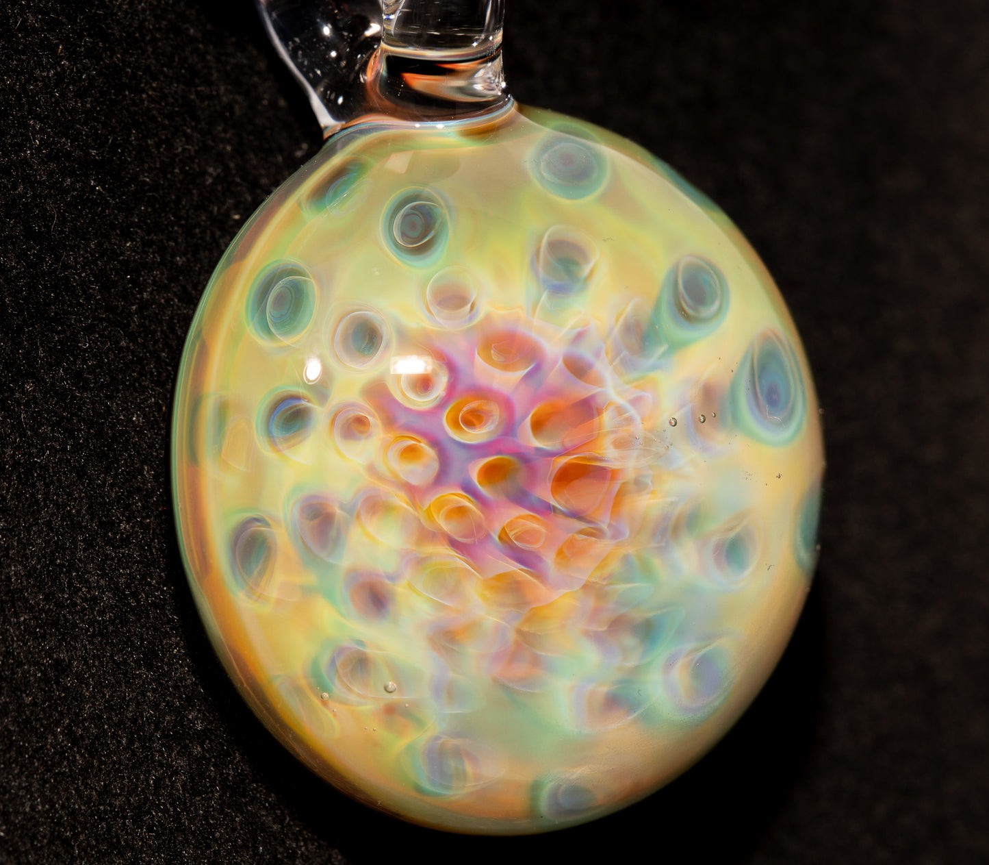 Silver Fumed Rainbow Pendant | Honeycomb Pattern Lens | Artisan Glass Necklace | Unique Gift Idea
