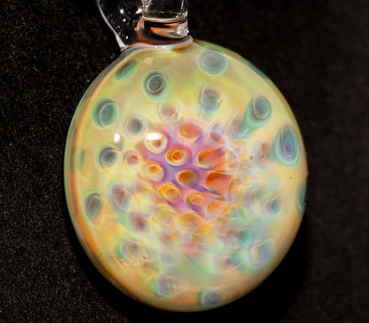 Silver Fumed Rainbow Pendant | Honeycomb Pattern Lens | Artisan Glass Necklace | Unique Gift Idea