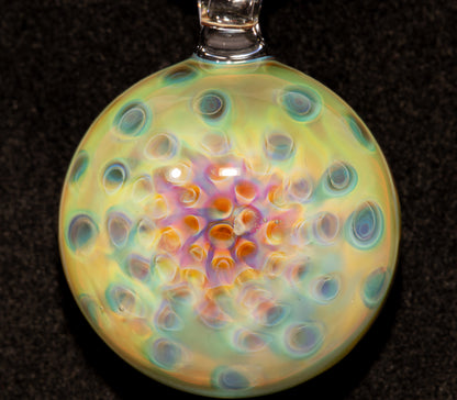 Silver Fumed Rainbow Pendant | Honeycomb Pattern Lens | Artisan Glass Necklace | Unique Gift Idea