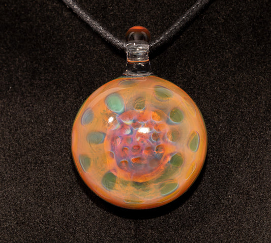 Handblown Honeycomb Pendant | Pure Silver Fume | Iridescent Borosilicate Glass Art Jewelry