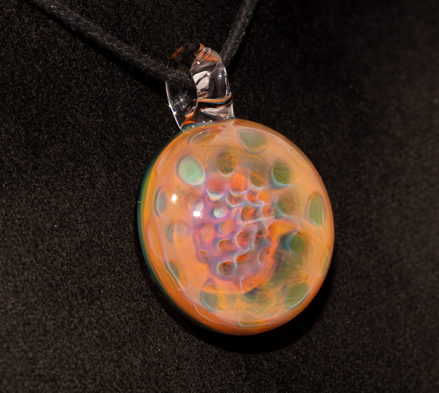 Handblown Honeycomb Pendant | Pure Silver Fume | Iridescent Borosilicate Glass Art Jewelry