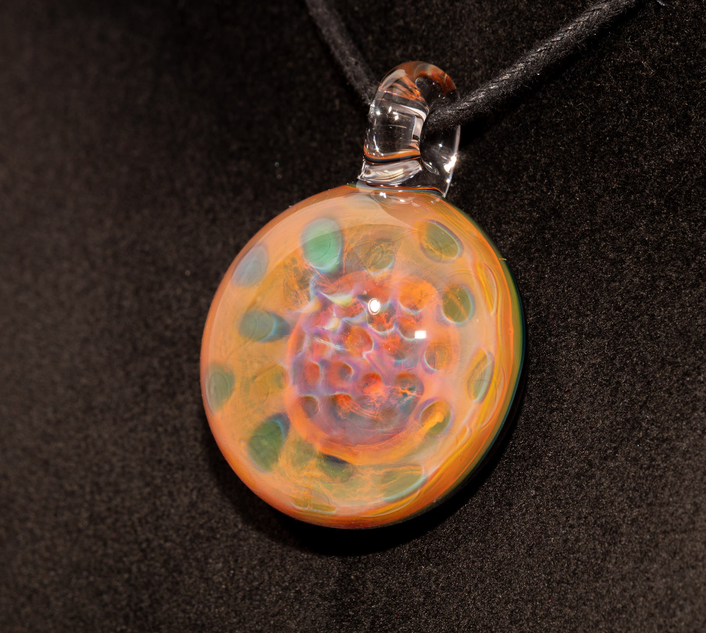 Handblown Honeycomb Pendant | Pure Silver Fume | Iridescent Borosilicate Glass Art Jewelry