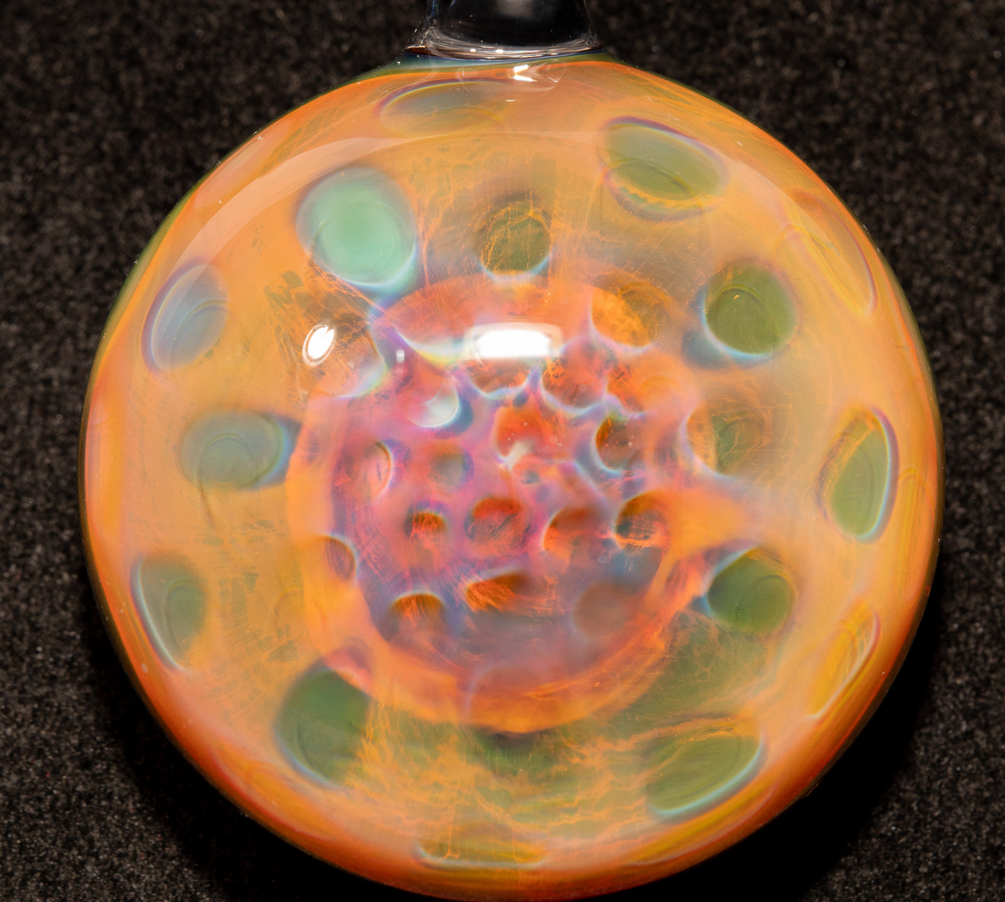 Handblown Honeycomb Pendant | Pure Silver Fume | Iridescent Borosilicate Glass Art Jewelry
