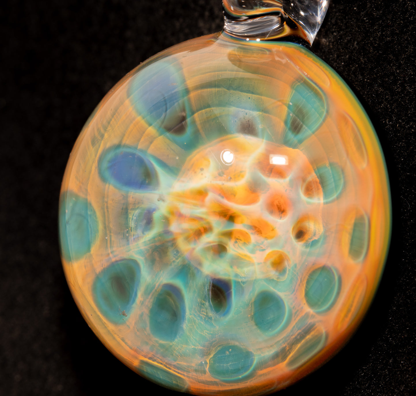 Silver Fumed Galaxy Pendant | Honeycomb Lens Design | Handcrafted Rainbow Glass Necklace