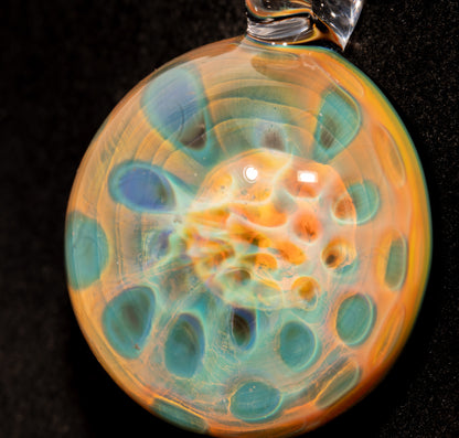 Silver Fumed Galaxy Pendant | Honeycomb Lens Design | Handcrafted Rainbow Glass Necklace