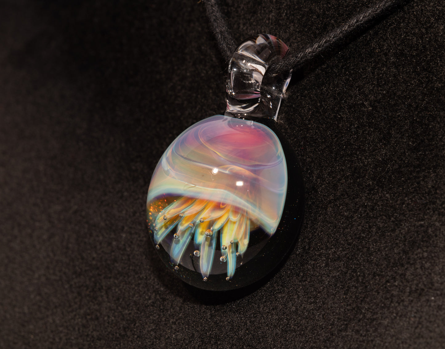 Artisan Jellyfish Pendant | Ocean-Inspired Glass Necklace | Handblown Glass Jewelry | Tropical Waters