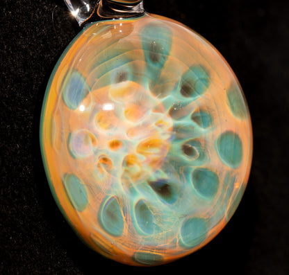 Silver Fumed Galaxy Pendant | Honeycomb Lens Design | Handcrafted Rainbow Glass Necklace