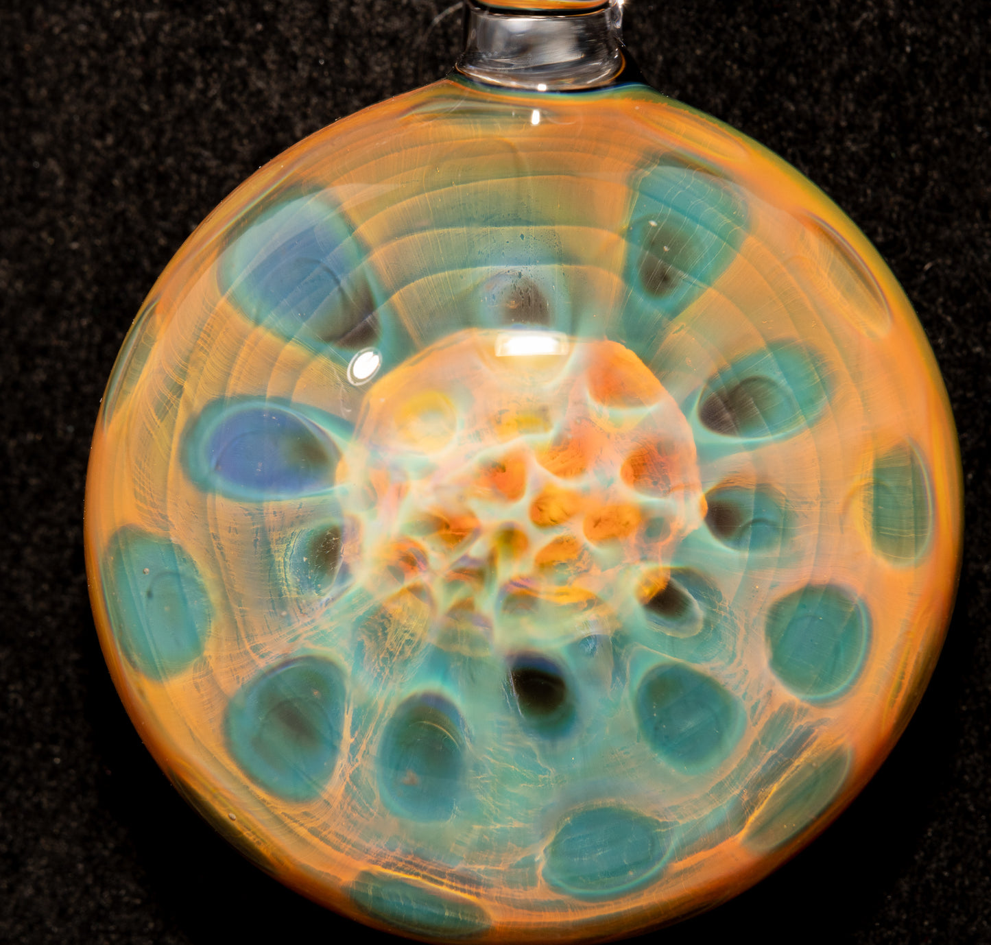 Silver Fumed Galaxy Pendant | Honeycomb Lens Design | Handcrafted Rainbow Glass Necklace