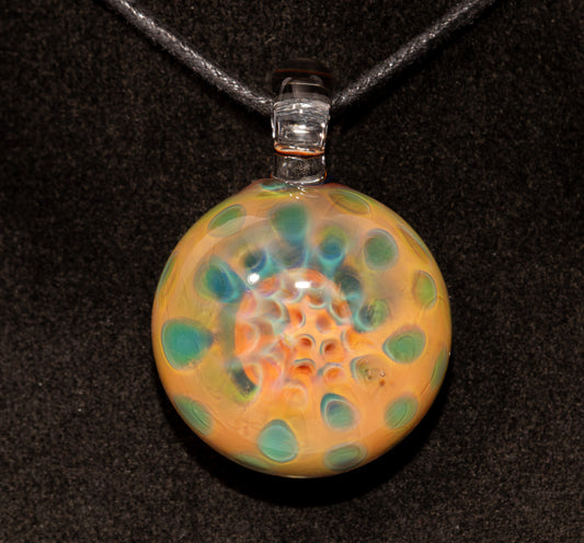 Glass Honeycomb Lens Pendant | Silver Fume Depth Effect | Handmade Borosilicate Art Jewelry
