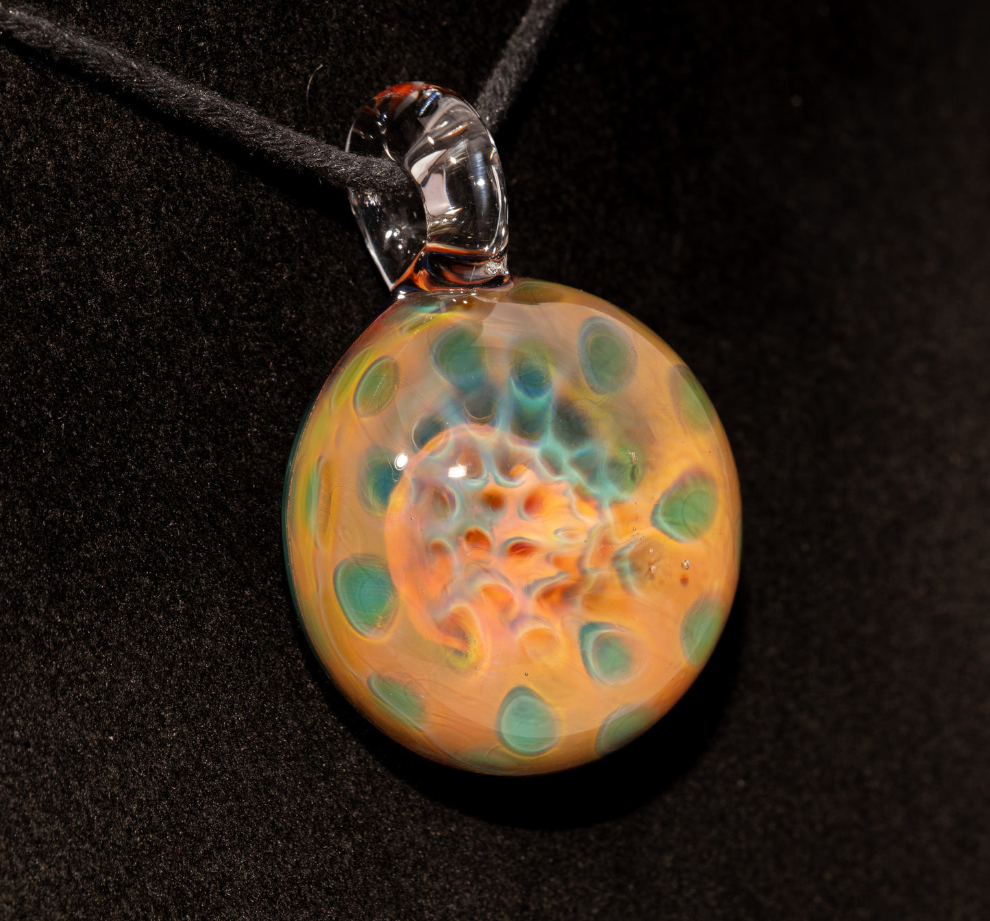 Glass Honeycomb Lens Pendant | Silver Fume Depth Effect | Handmade Borosilicate Art Jewelry