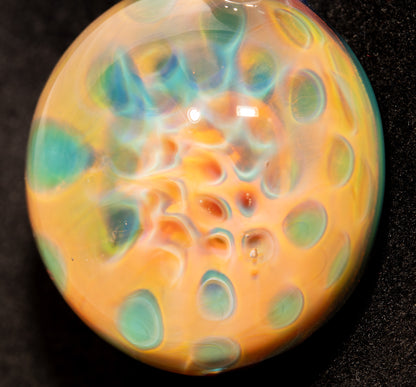 Glass Honeycomb Lens Pendant | Silver Fume Depth Effect | Handmade Borosilicate Art Jewelry